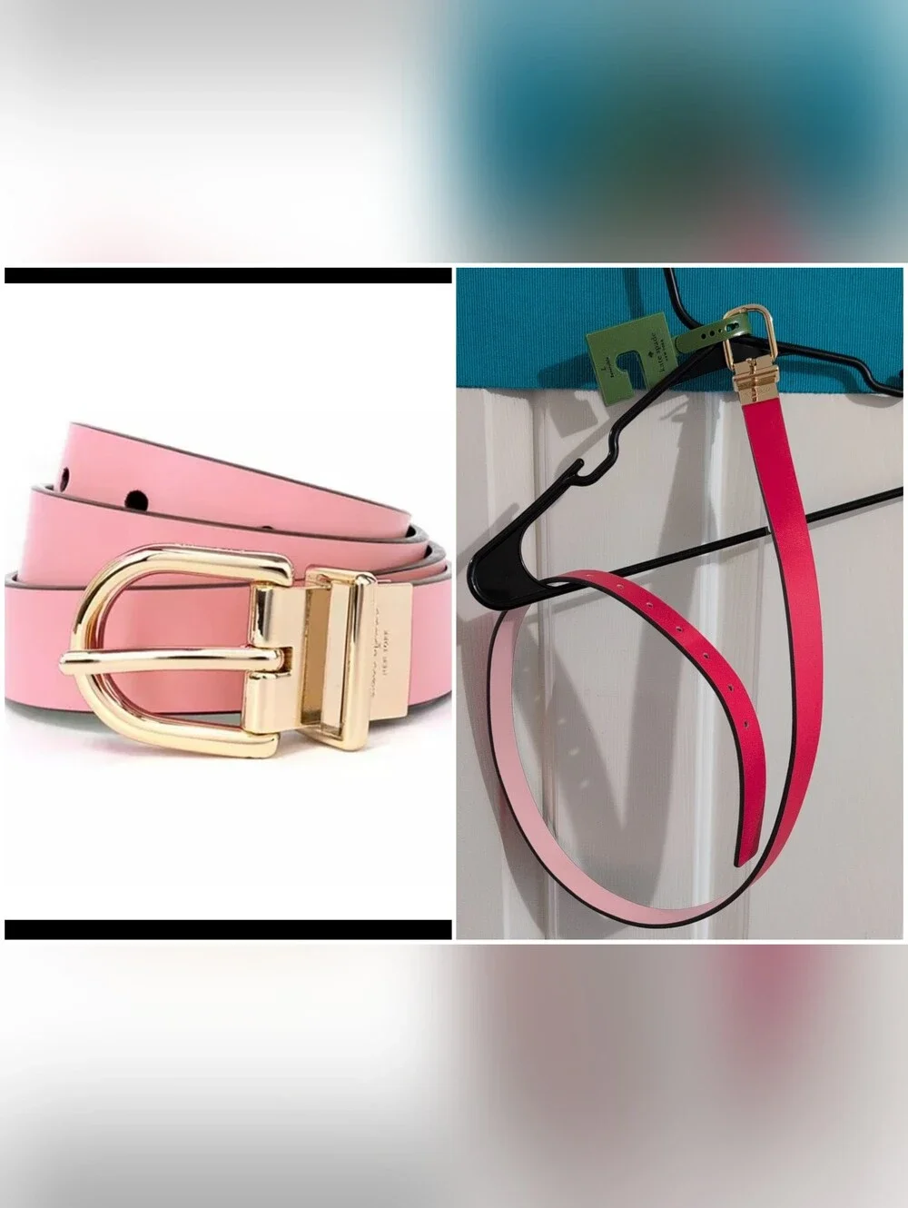 NWT Kate Spade Reversible Pink/Red Belt with Gold Buckle